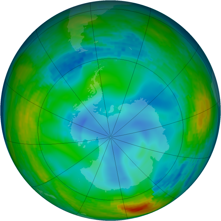 Antarctic ozone map for 28 July 1993